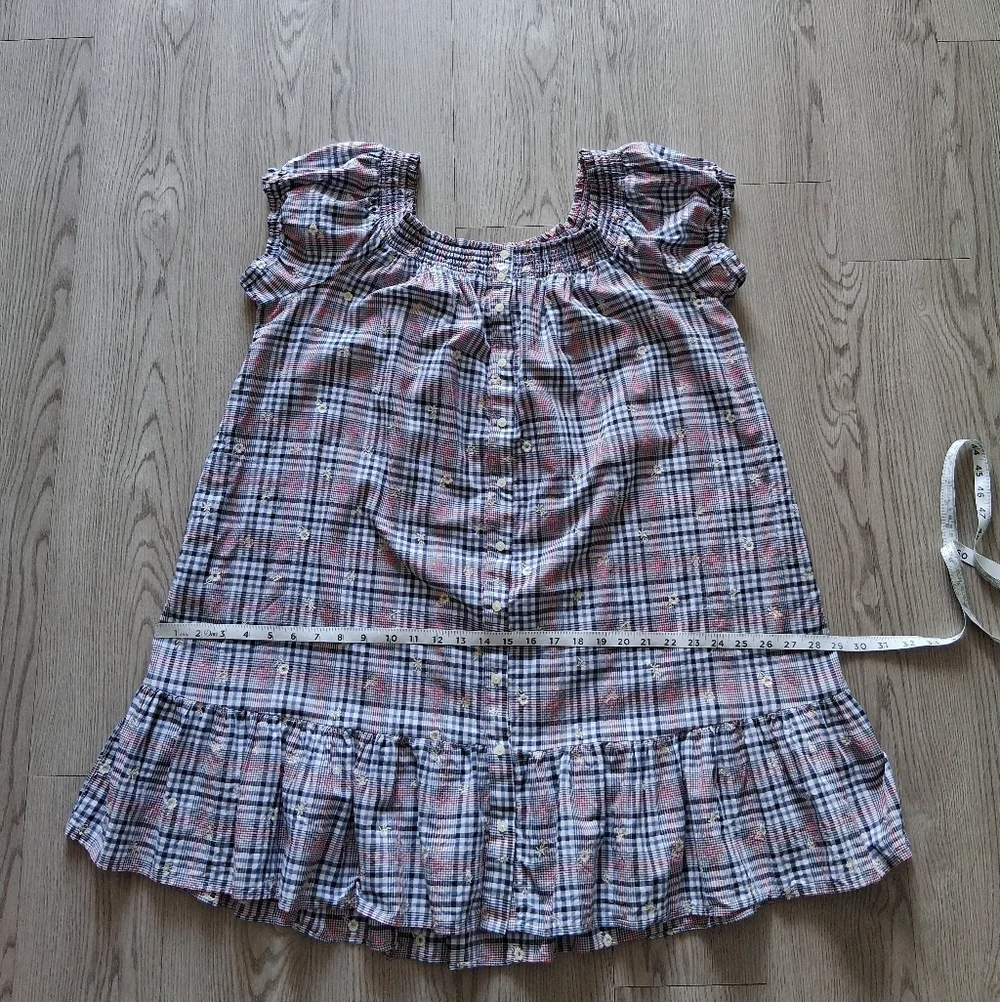 Anthropologie Plus Floral Embroidery Plaid Mini Dress - Picture 14 of 16